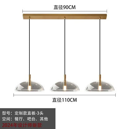 Modern gold and textured glass pendant light for kitchen dining room