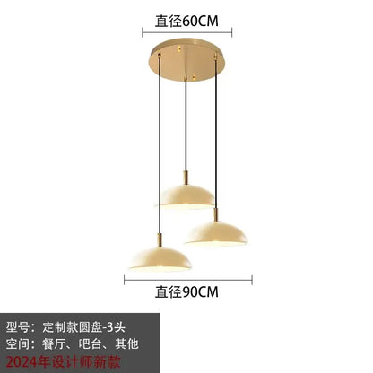 Modern gold and textured glass pendant light for kitchen dining room