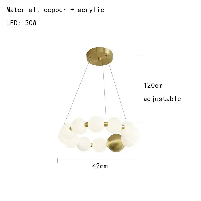 Modern gold and white acrylic led chandelier living room pendant light