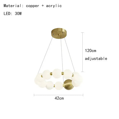 Modern gold and white acrylic led chandelier living room pendant light