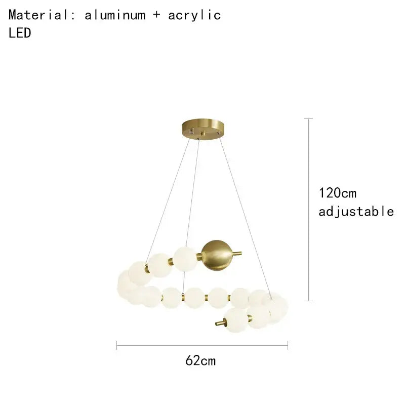 Modern gold and white acrylic led chandelier living room pendant light