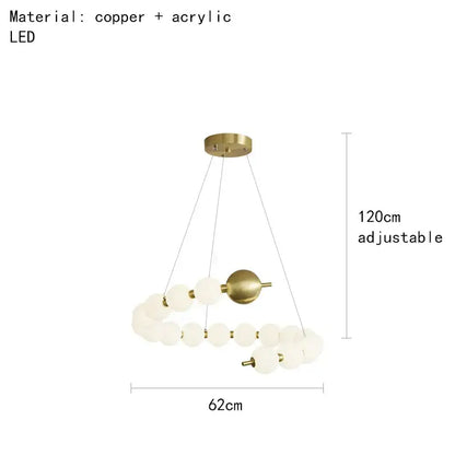 Modern gold and white acrylic led chandelier living room pendant light