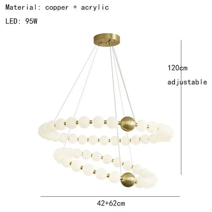 Modern gold and white acrylic led chandelier living room pendant light
