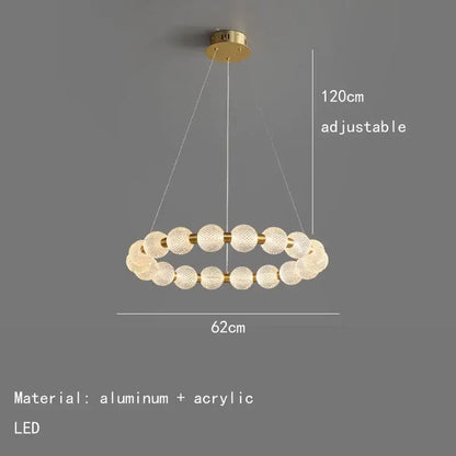 Modern gold and white acrylic led chandelier living room pendant light