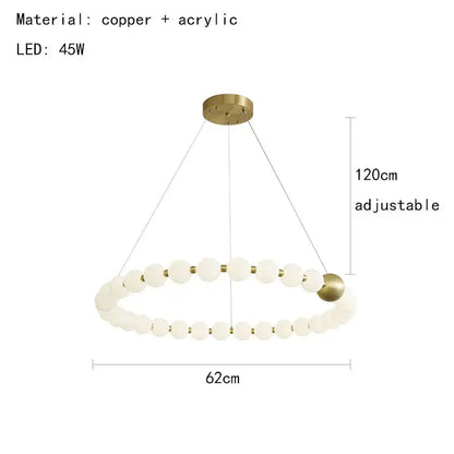 Modern gold and white acrylic led chandelier living room pendant light