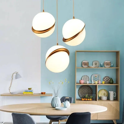 Modern gold and white ball pendant light dining room chandelier