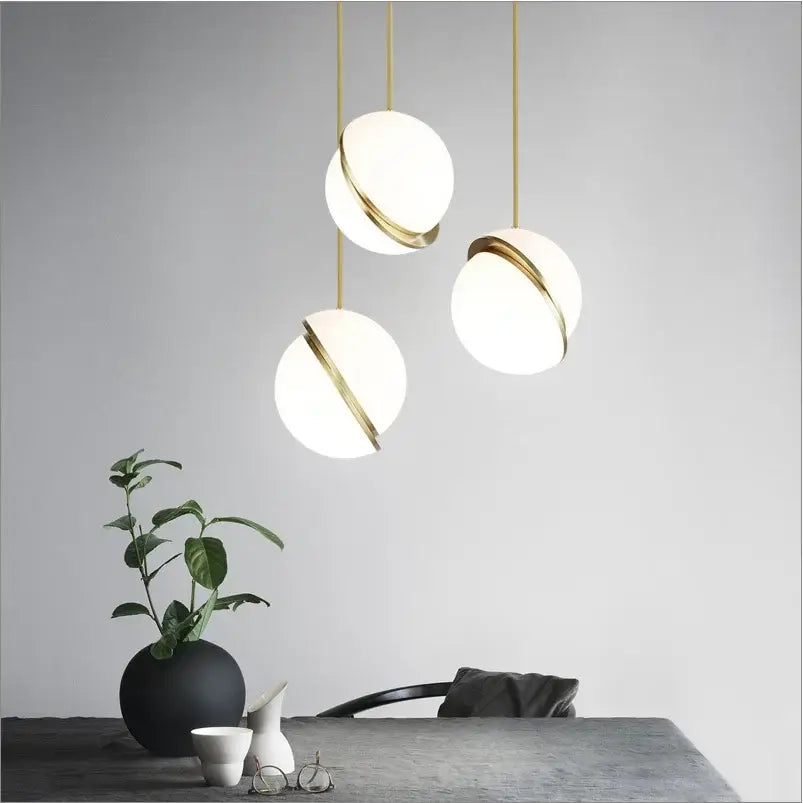 Modern gold and white ball pendant light dining room chandelier