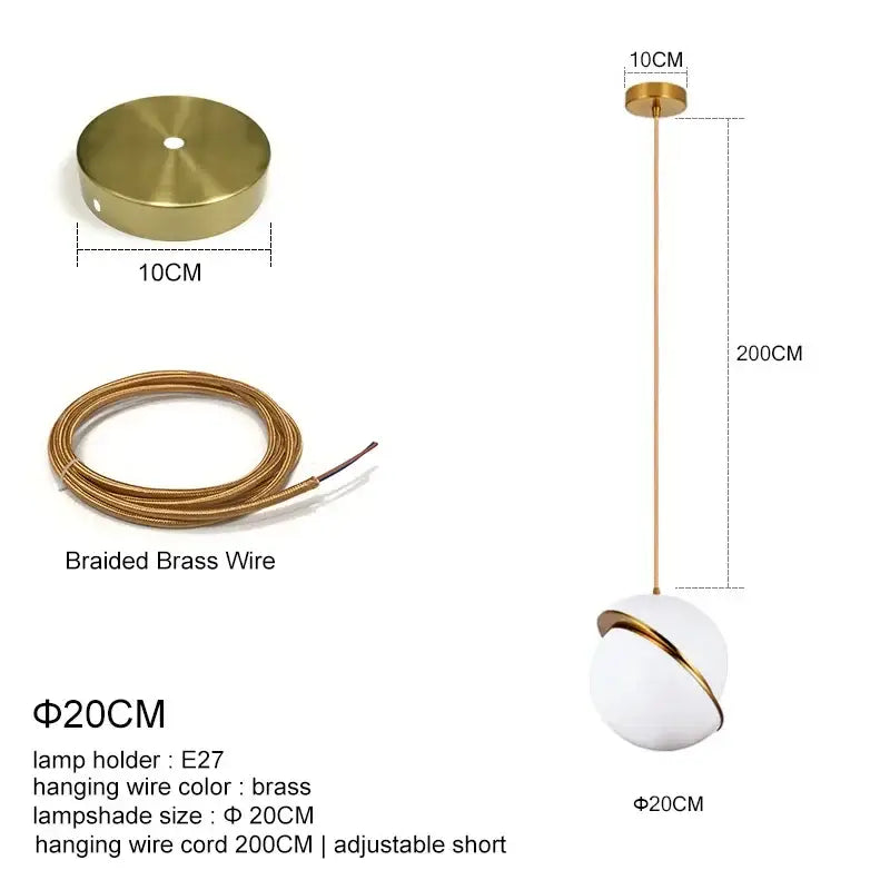 Modern gold and white ball pendant light dining room chandelier