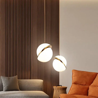 Modern gold and white ball pendant light dining room chandelier