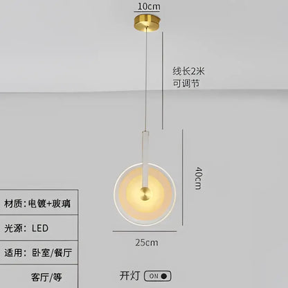 Modern gold and white circular glass led chandelier dining room light
