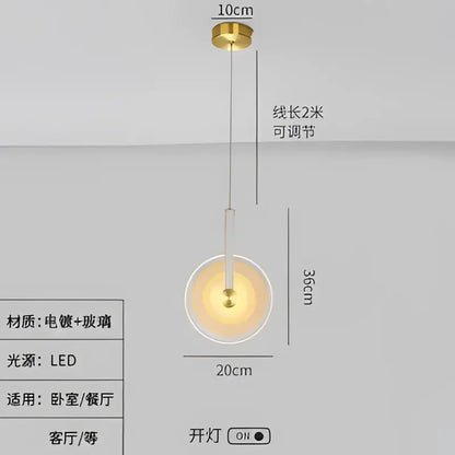 Modern gold and white circular glass led chandelier dining room light