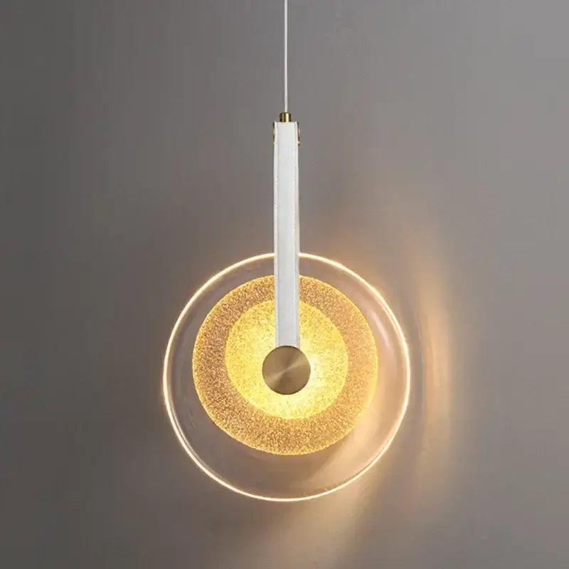 Modern gold and white circular glass led chandelier dining room light