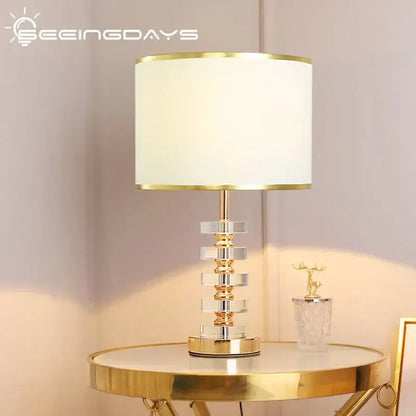 Modern gold and white crystal table lamp bedroom light