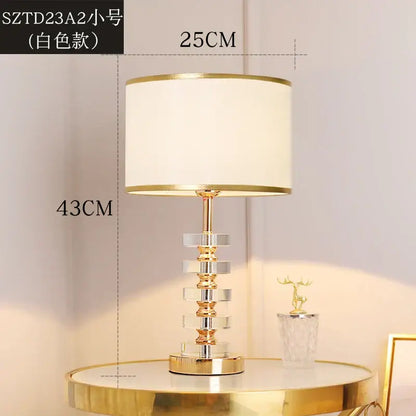 Modern gold and white crystal table lamp bedroom light