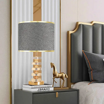 Modern gold and white crystal table lamp bedroom light