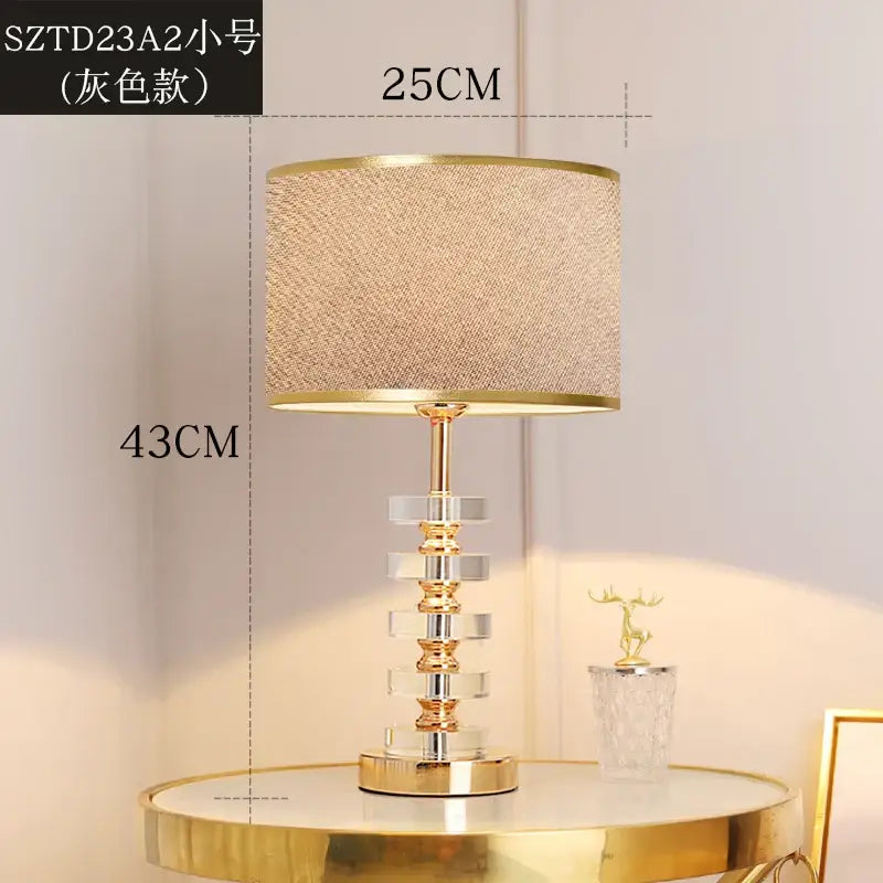Modern gold and white crystal table lamp bedroom light