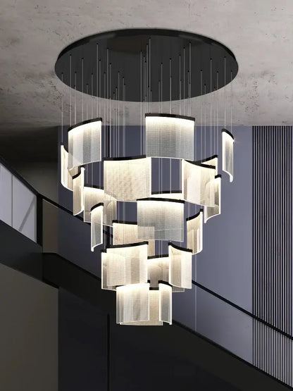 Modern gold and white acrylic led chandelier living room