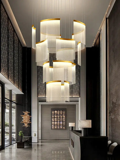 Modern gold and white acrylic led chandelier living room