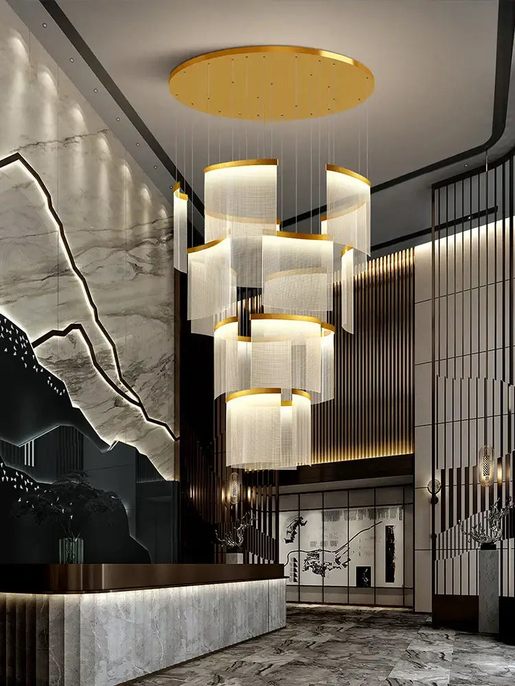 Modern gold and white acrylic led chandelier living room