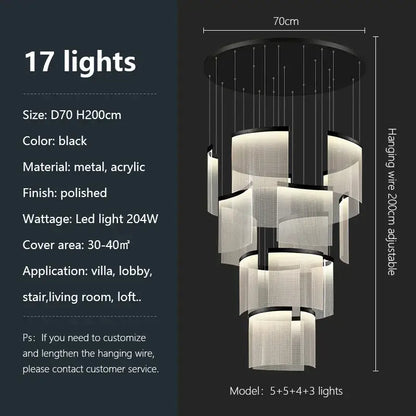 Modern gold and white acrylic led chandelier living room