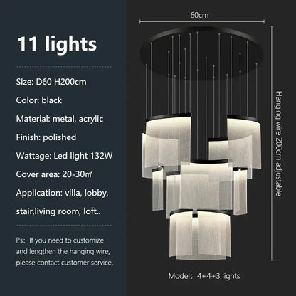 Modern gold and white acrylic led chandelier living room
