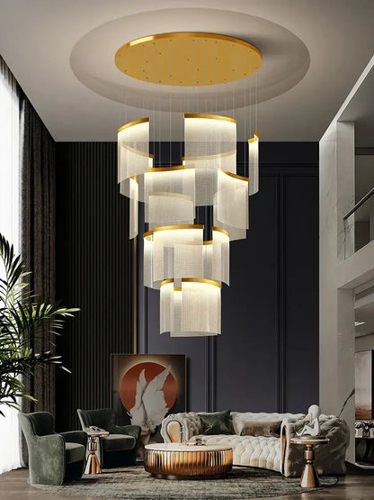 Modern gold and white acrylic led chandelier living room
