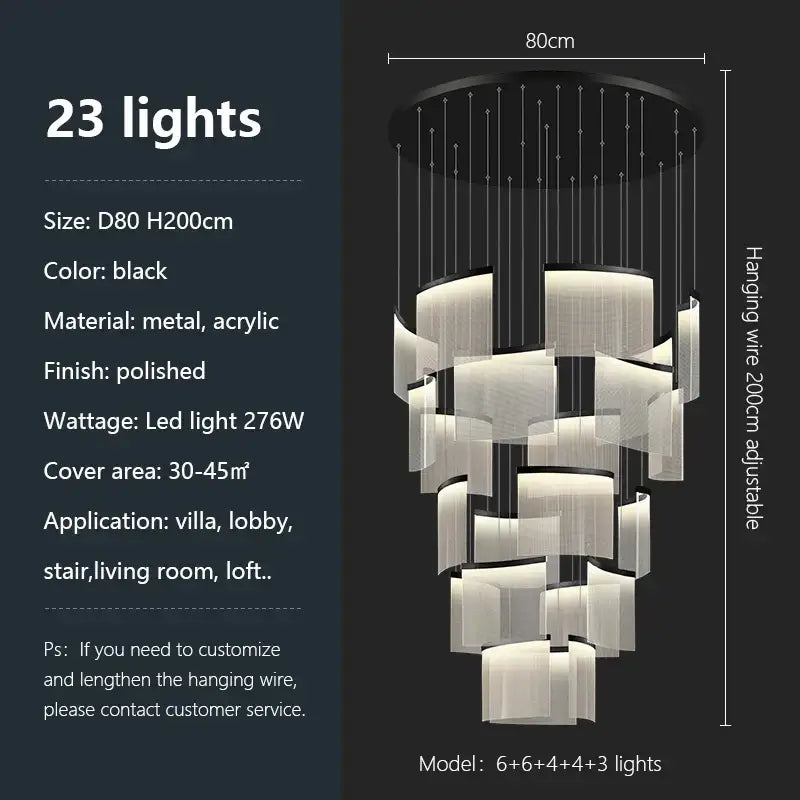 Modern gold and white acrylic led chandelier living room