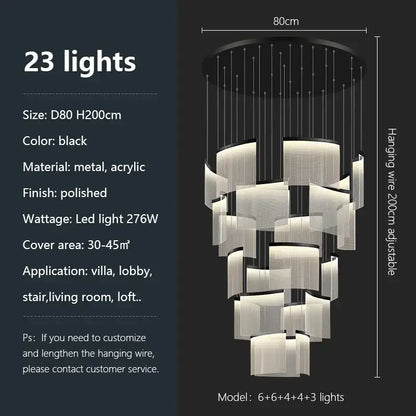 Modern gold and white acrylic led chandelier living room