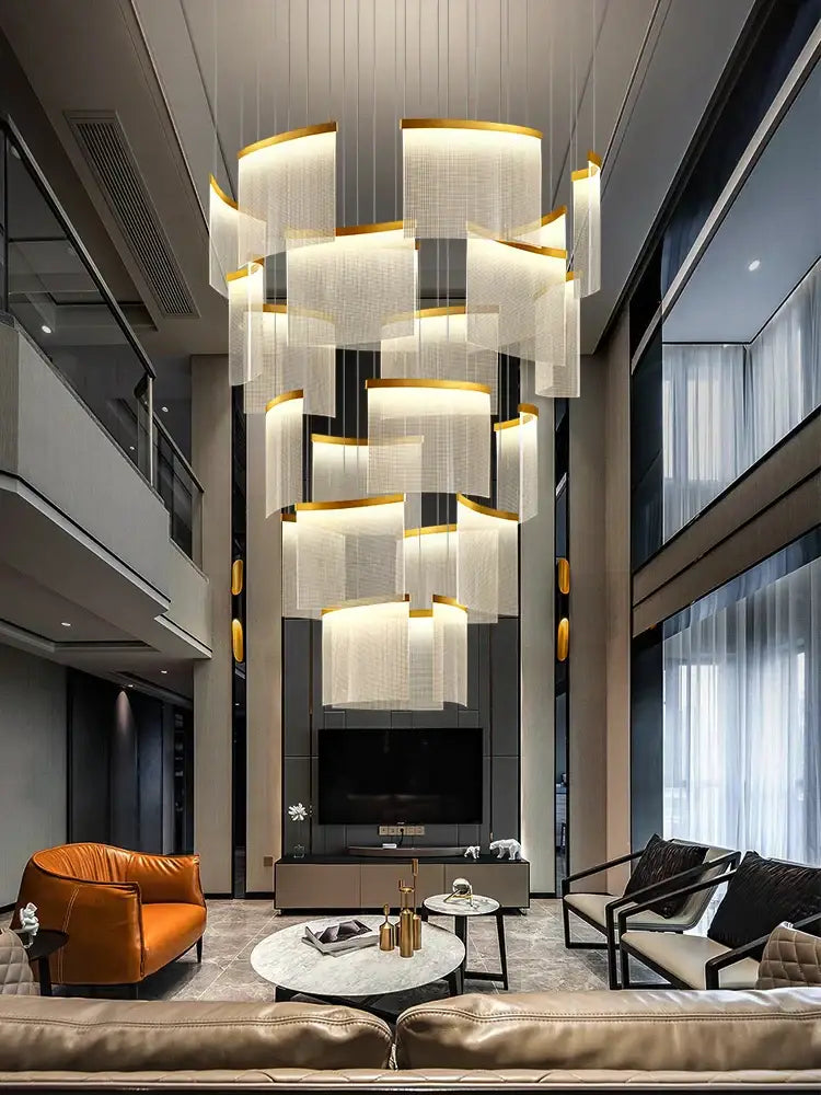 Modern gold and white acrylic led chandelier living room