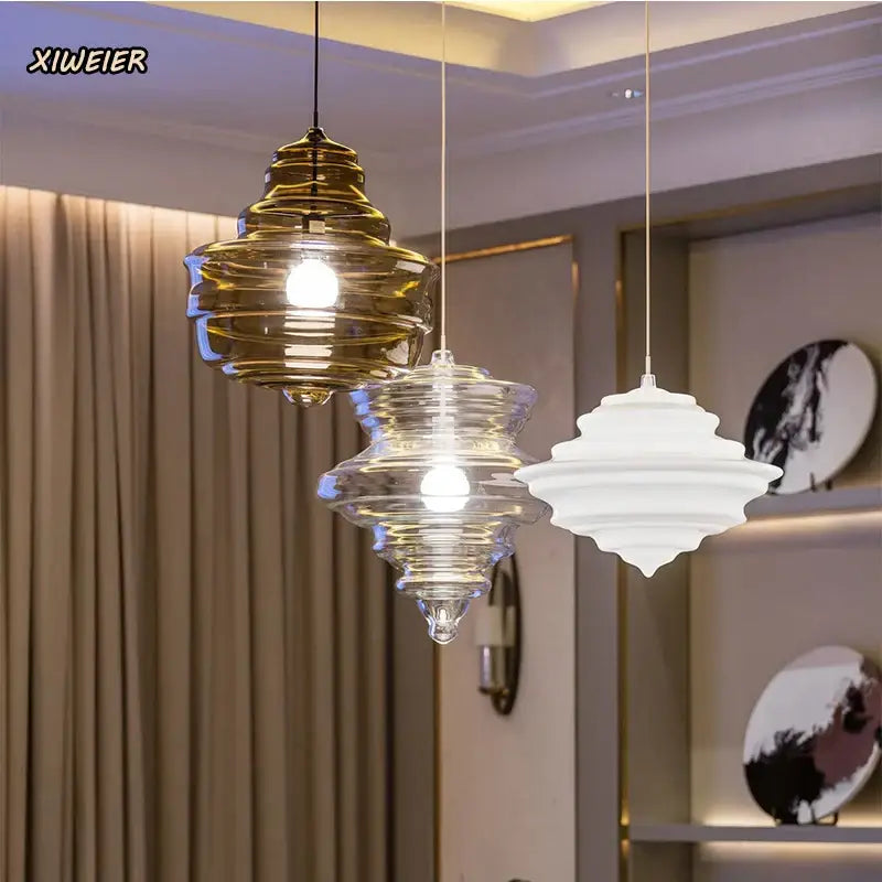 Modern gold and white glass chandelier dining room light