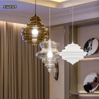 Modern gold and white glass chandelier dining room light