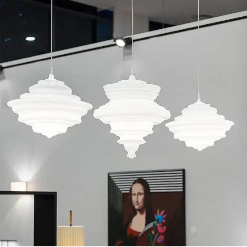 Modern gold and white glass chandelier dining room light