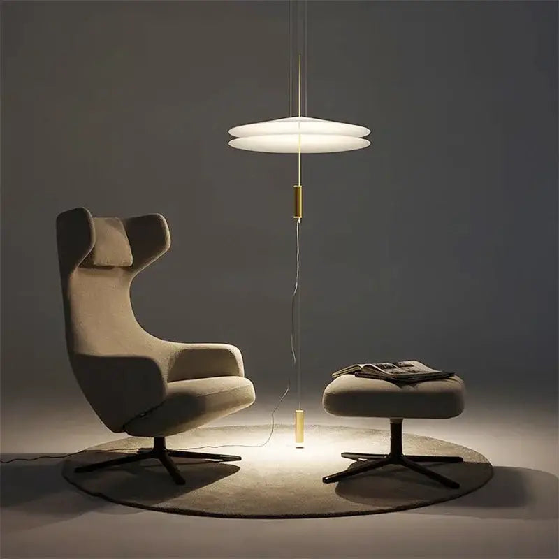 Modern gold and white designer saucer ufo pendant light living room