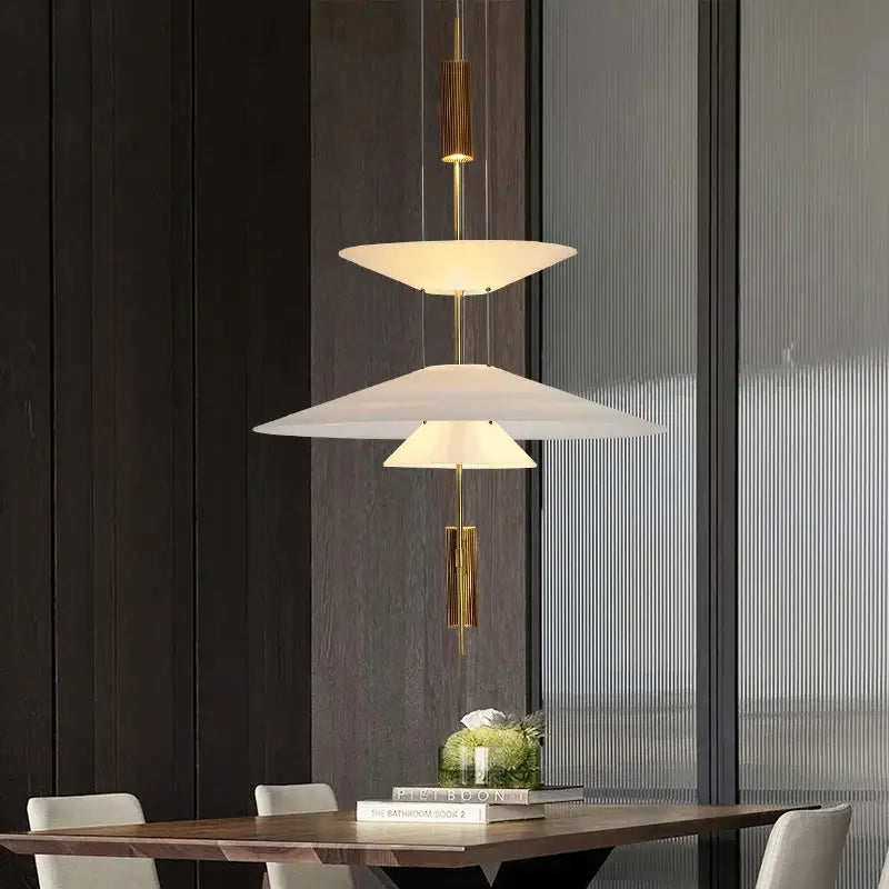Modern gold and white designer saucer ufo pendant light living room