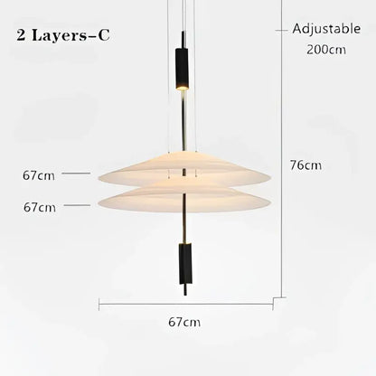 Modern gold and white designer saucer ufo pendant light living room