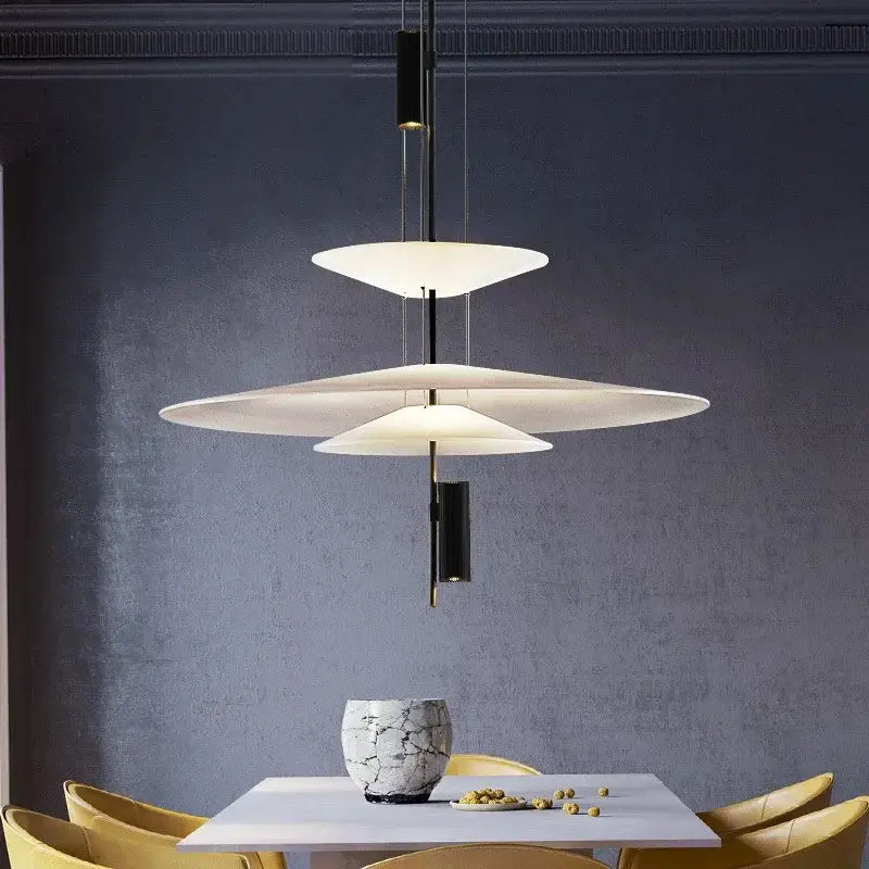 Modern gold and white designer saucer ufo pendant light living room