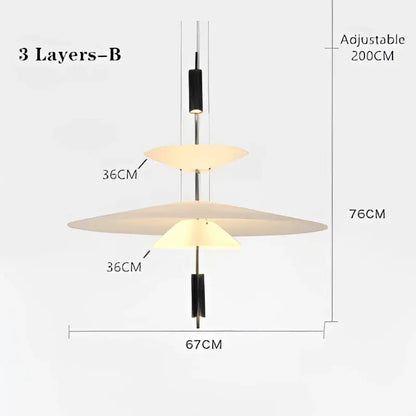 Modern gold and white designer saucer ufo pendant light living room