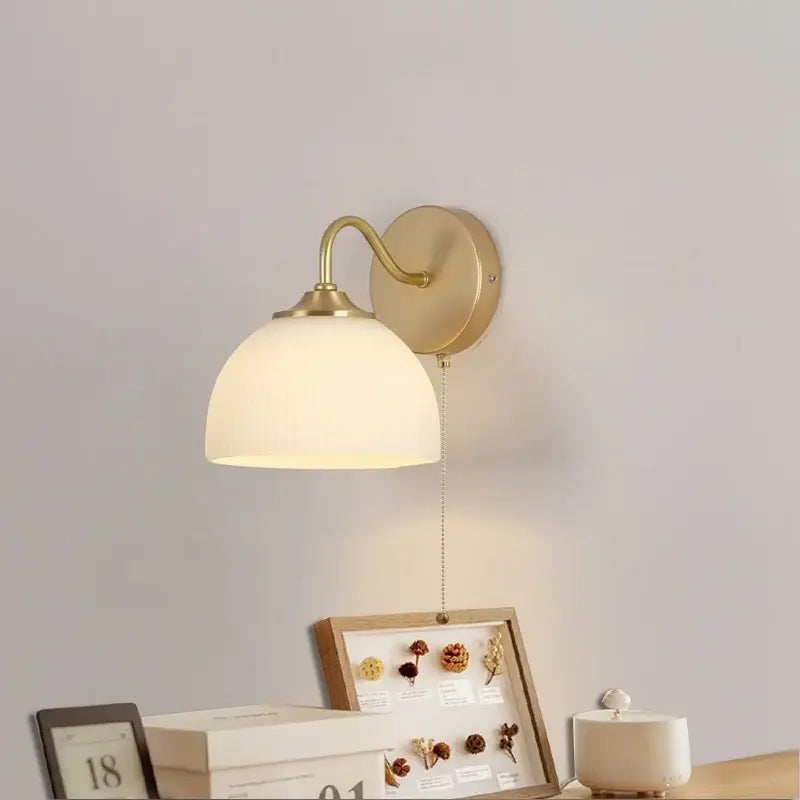 Modern gold and white glass wall lamp stair light