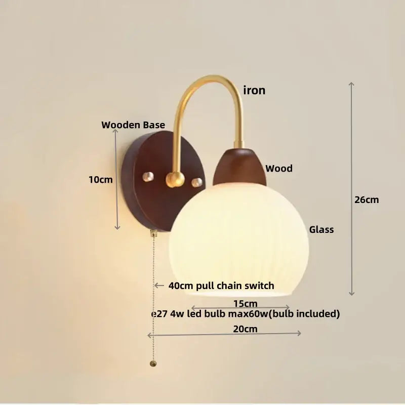 Modern gold and white glass wall lamp stair light