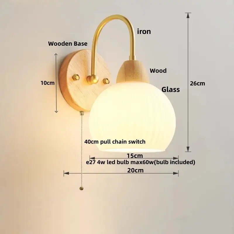 Modern gold and white glass wall lamp stair light