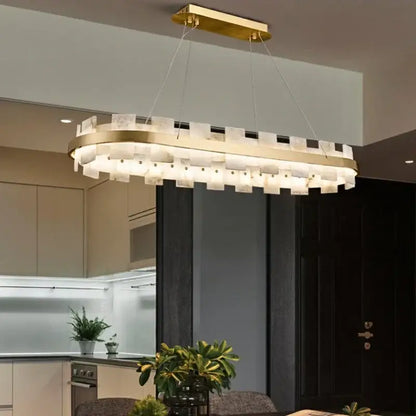 Modern gold and white marble bedroom chandelier led pendant lamp