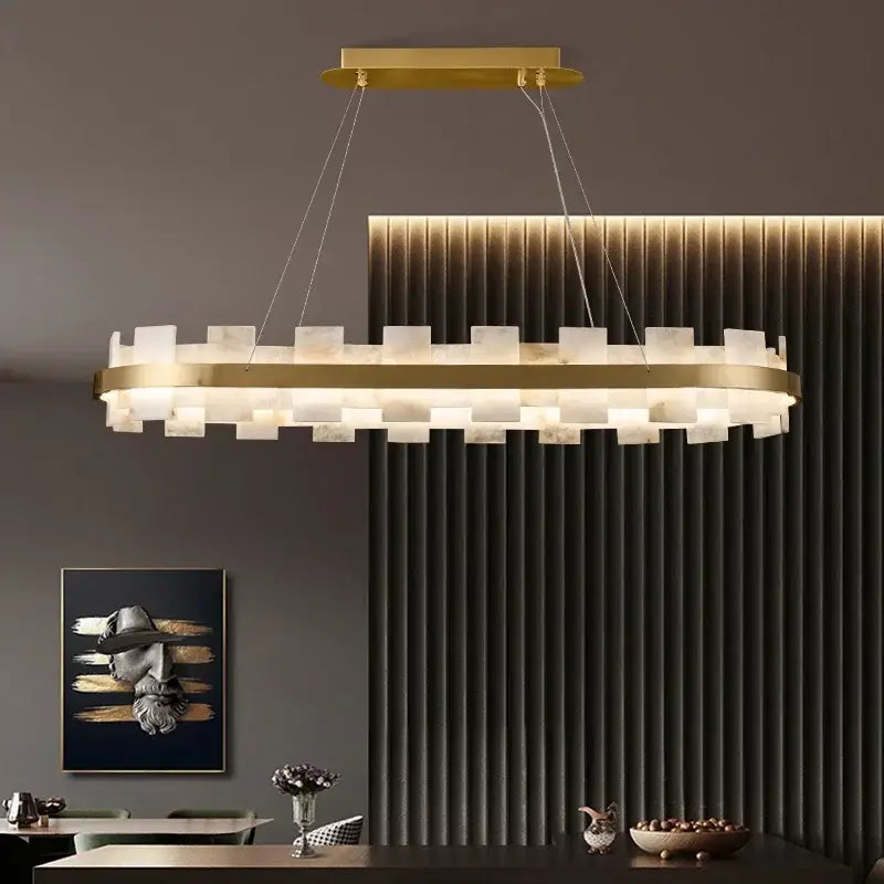 Modern gold and white marble bedroom chandelier led pendant lamp