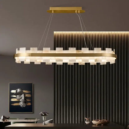 Modern gold and white marble bedroom chandelier led pendant lamp