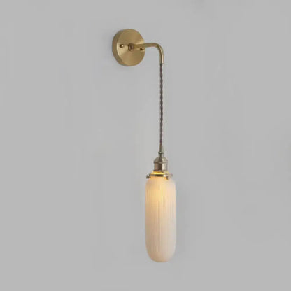 Modern gold and white ribbed glass wall lamp dining room sconce