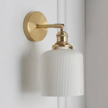 Modern gold and white ribbed glass wall lamp dining room sconce