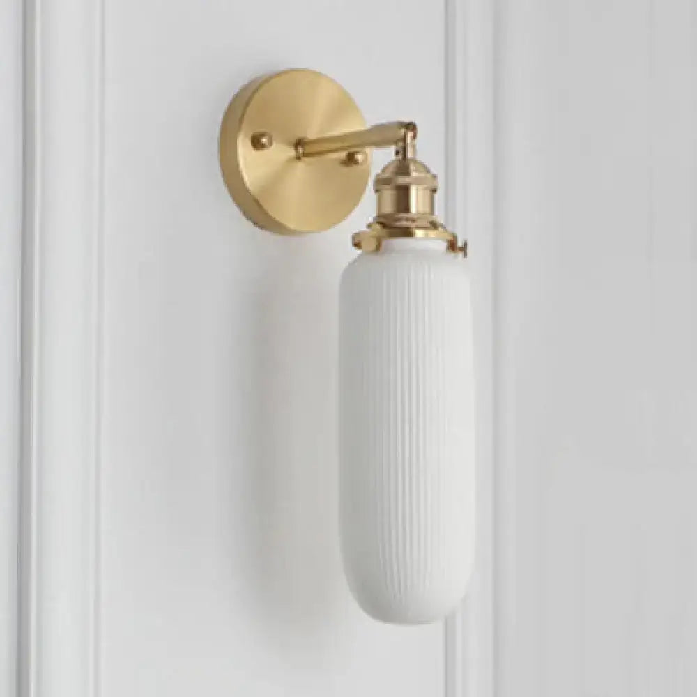 Modern gold and white ribbed glass wall lamp dining room sconce