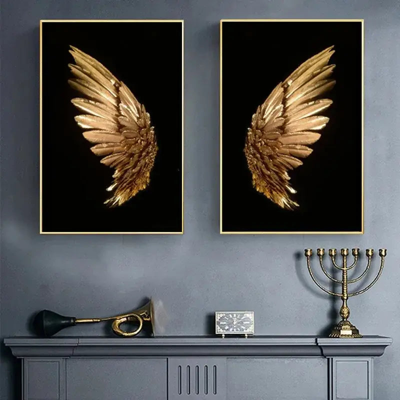 Modern gold angel wing led wall lamp bedroom art decor