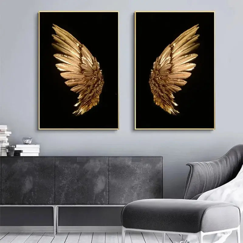 Modern gold angel wing led wall lamp bedroom art decor