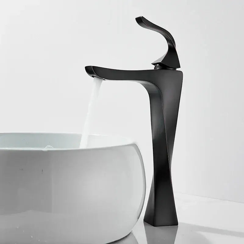 Modern gold angular basin faucet bathroom fixture
