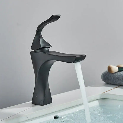 Modern gold angular basin faucet bathroom fixture
